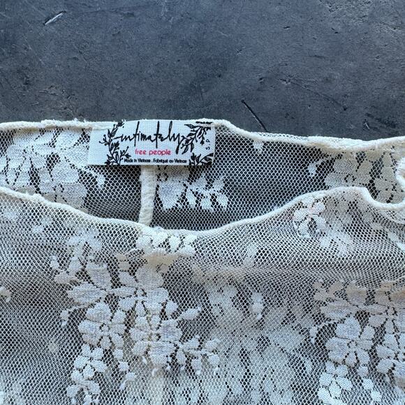 Vintage Y2k Free People Sheer Lace Mock Neck Longsleeve Ivory Blouse Small - Picture 3 of 5